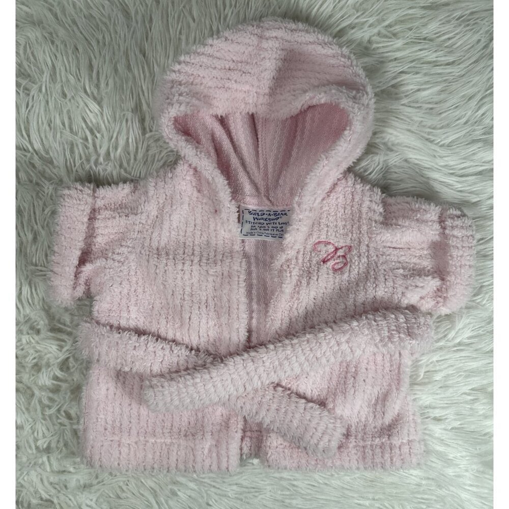 Build A Bear Pink Hooded Plush Bath Spa Robe Monogrammed B Sleepwear